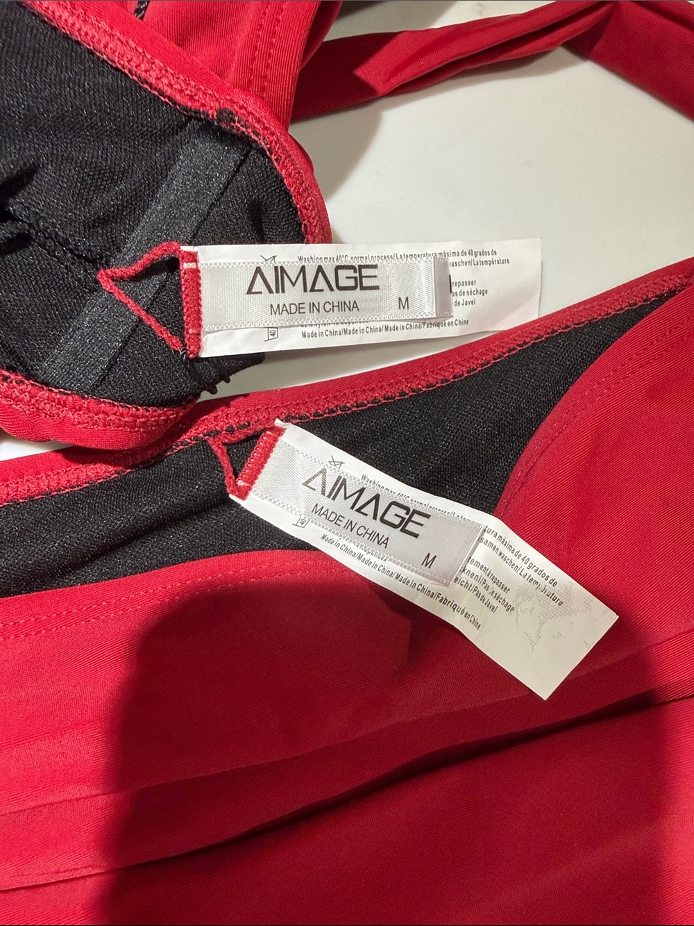 Al'MAGE Women High Waisted 2 piece Bikini, Tummy Control, Dark Red Size M - Picture 13 of 14